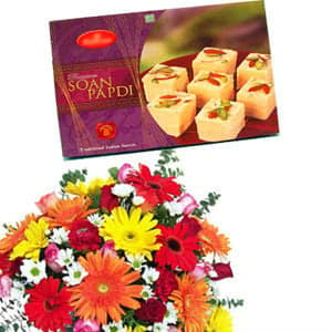 Flowers with Soan Papdi